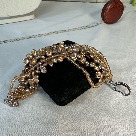 Gorgeous multi strand freshwater pearl 925 bracelet - Picture 4 of 7